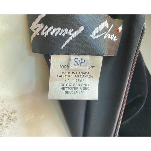 Vintage Sunny Choi All Silk Velvet Chiffon Cocktail Midi Dress S - Picture 9 of 12